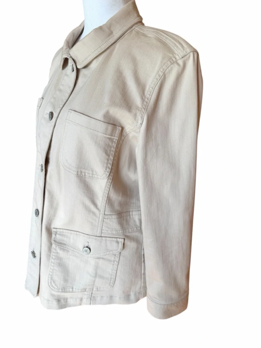 Talbots Petite Light Beige Jean Jacket with Front Buttons - Picture 11 of 14